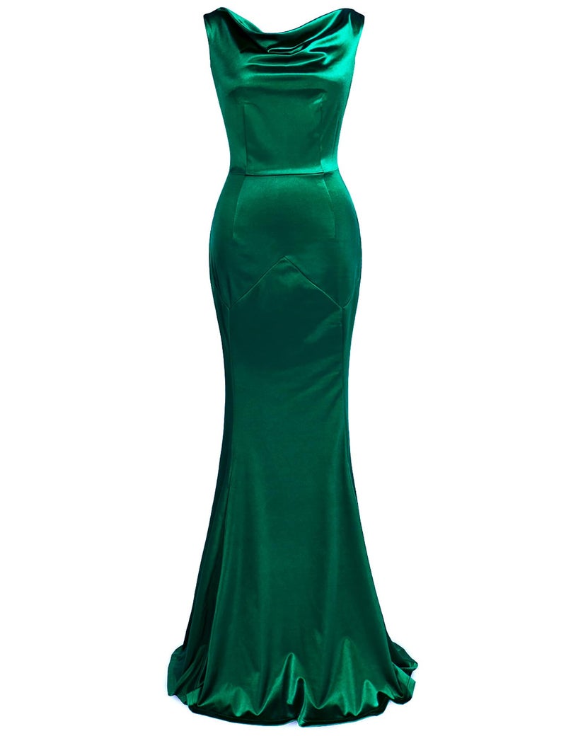 MUXXN Women's 30s Elegant Sleeveless Bodycon Mermaid Gowns and Evening Cocktail Long Dress Green M - Image 1